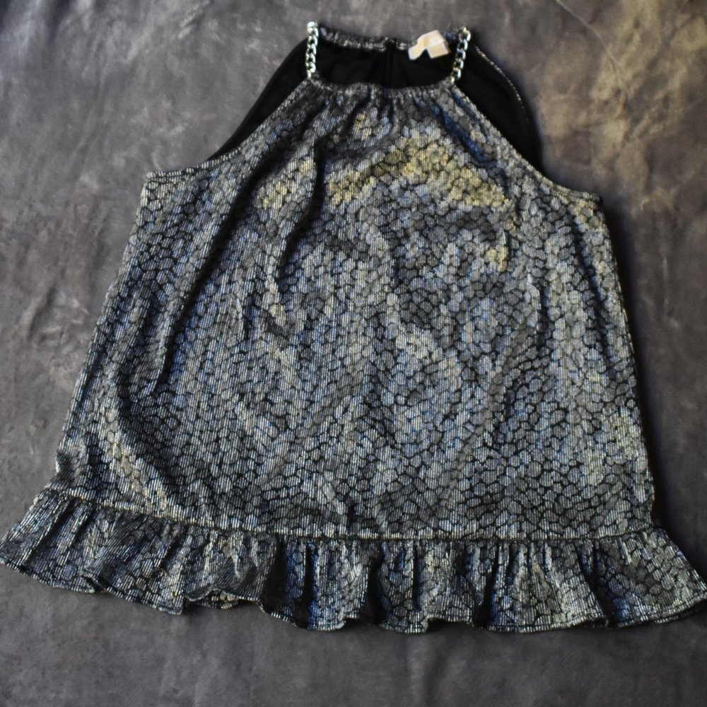 Michael Kors Black and Silver Metallic Halter Top - Picture 4 of 14